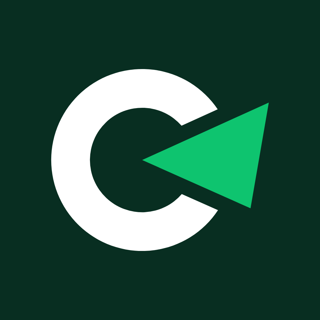 Candilia symbol in white on a deep green square